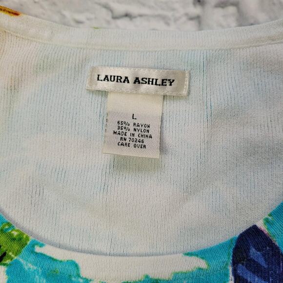 Laura Ashley Tropical Tank Top Turquoise Print size Large - Picture 3 of 4